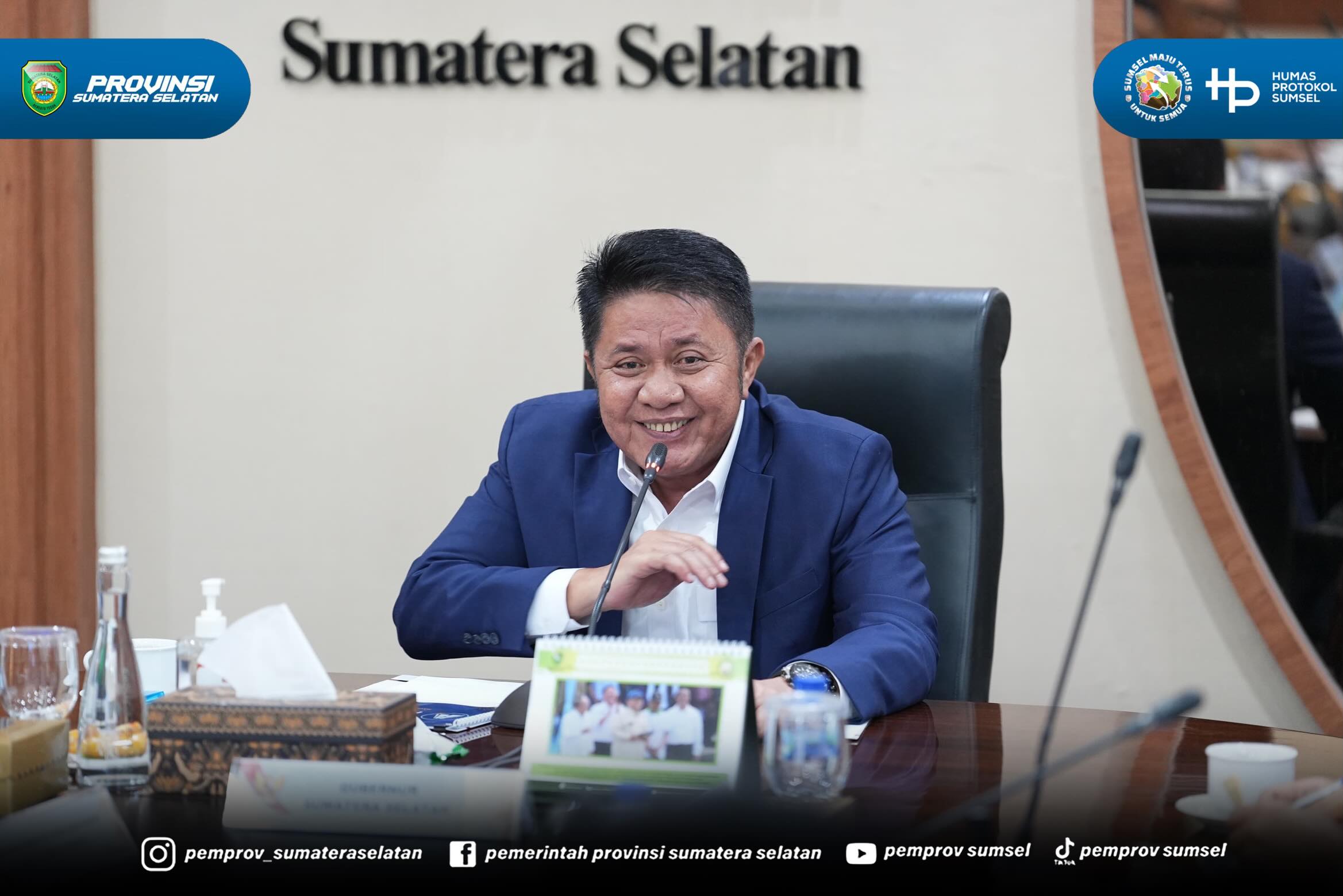 Palembang - Gubernur Sumsel Herman Deru membuka rapat koordinasi pembangunan jalan khusus pertambangan di wilayah kabupaten Musi Banyuasin (Muba) dan kabupaten Musi Rawas Utara (Muratara), di ruang rapat Gubernur, Senin (08/06/26).
