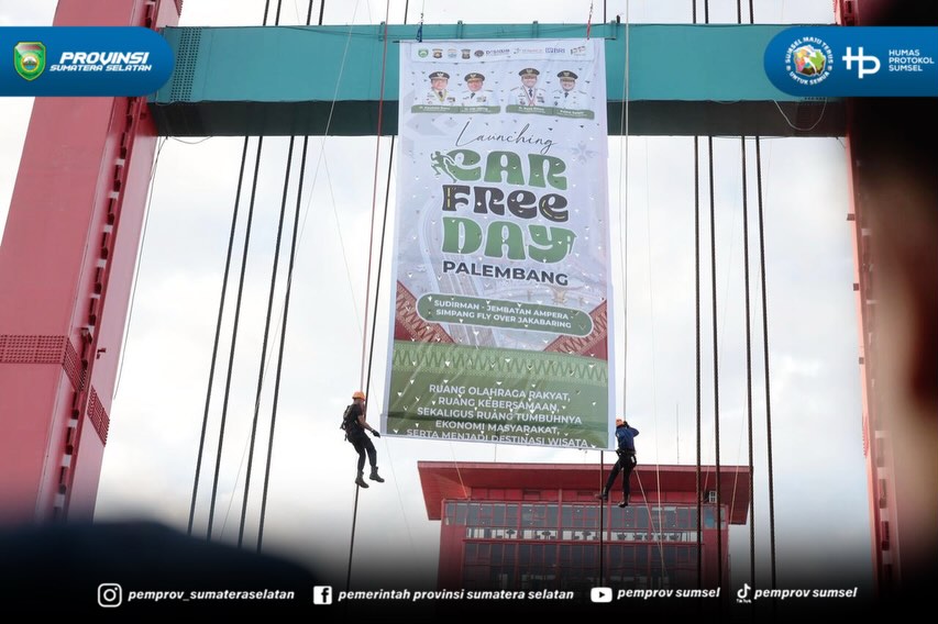 PALEMBANG – Gubernur Sumatera Selatan H. Herman Deru secara resmi melaunching Car Free Day (CFD) di kawasan Jembatan Ampera, Minggu (14/6/2026).