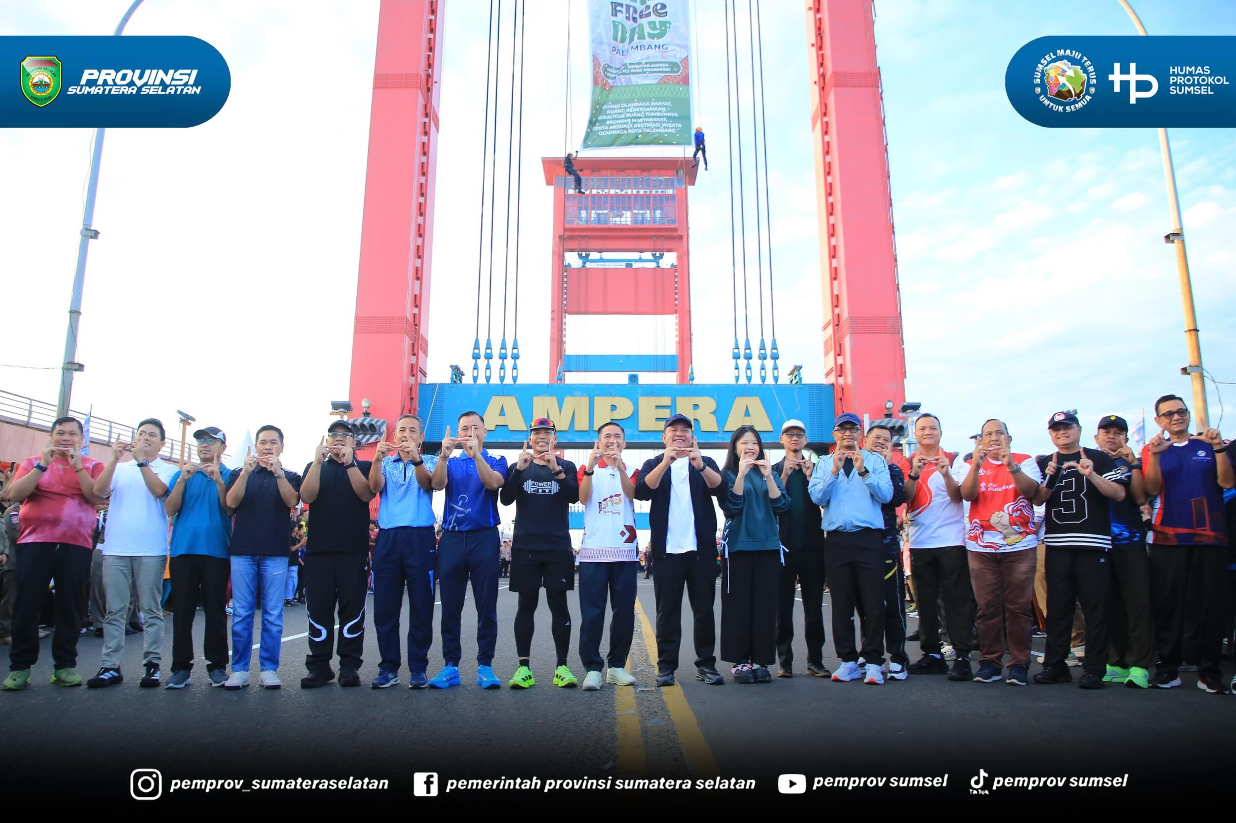 PALEMBANG – Gubernur Sumatera Selatan H. Herman Deru secara resmi melaunching Car Free Day (CFD) di kawasan Jembatan Ampera, Minggu (14/6/2026).