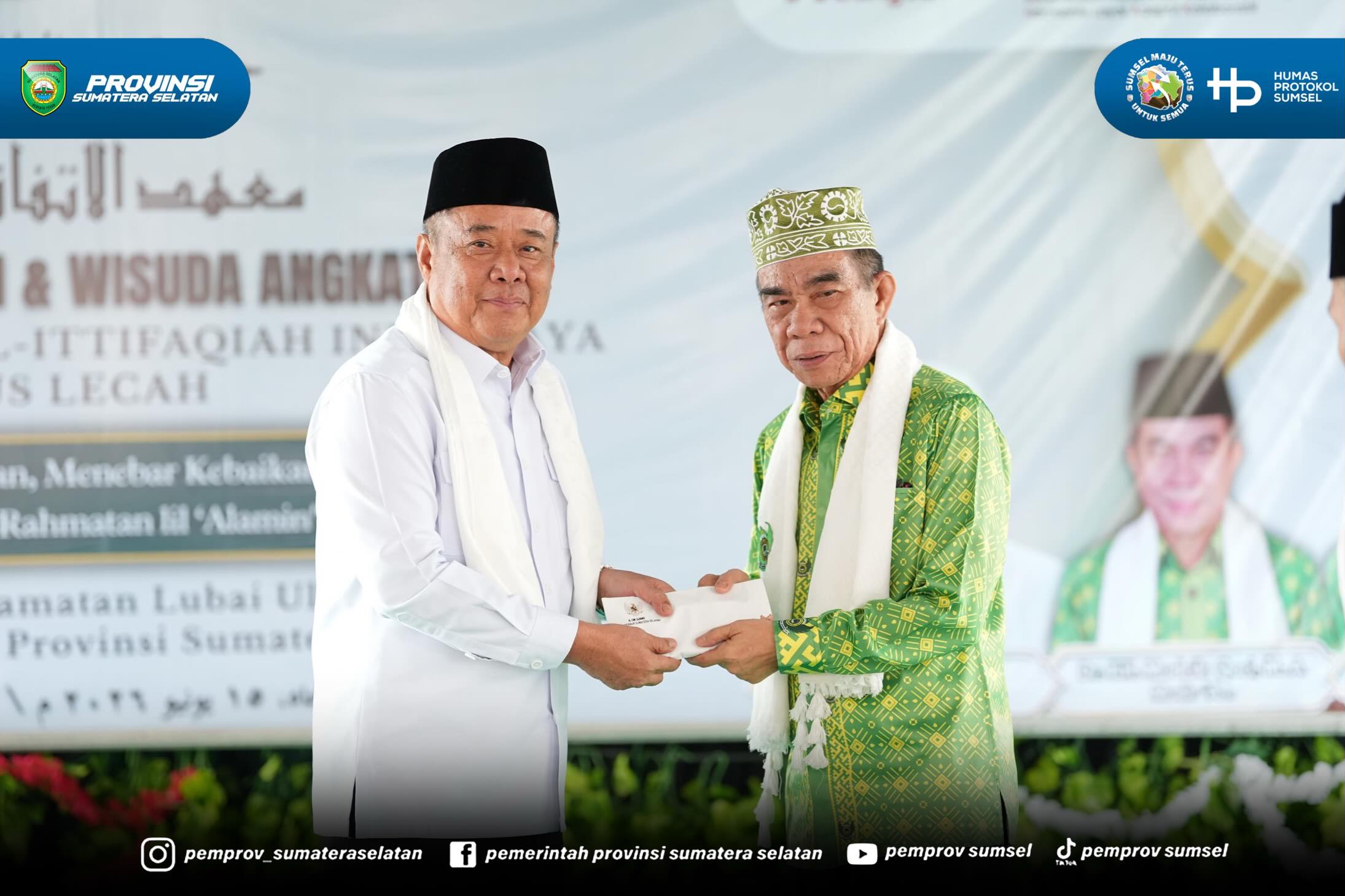 Muara Enim - Wakil Gubernur Sumsel H. Cik Ujang menghadiri Haflah Akhir Sanah dan Wisuda Angkatan IV Pondok Pesantren Al Ittifaqiah Indralaya Kampus Lecah Kacamatan Lubai Ulu Kabupaten Muara Enim. Senin (15/06/2026).