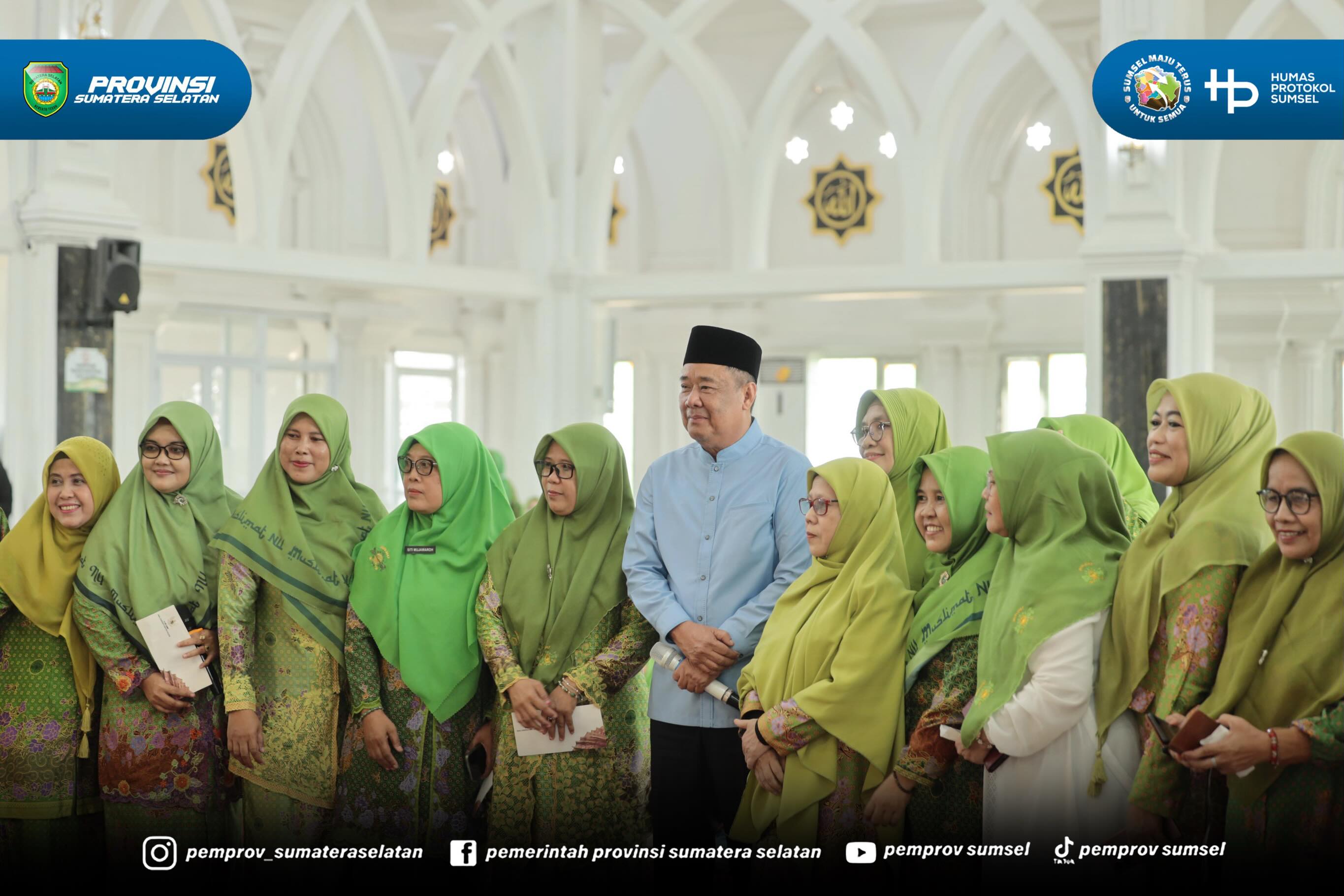 Palembang – Wakil Gubernur Sumatera Selatan (Sumsel) H. Cik Ujang menghadiri Gebyar Muharam 1448 Hijriah dan Hari Lahir (Harlah) Muslimat Nahdlatul Ulama (NU) ke-80 yang digelar di Masjid Al-Anshor Palembang, Rabu (17/6/2026).