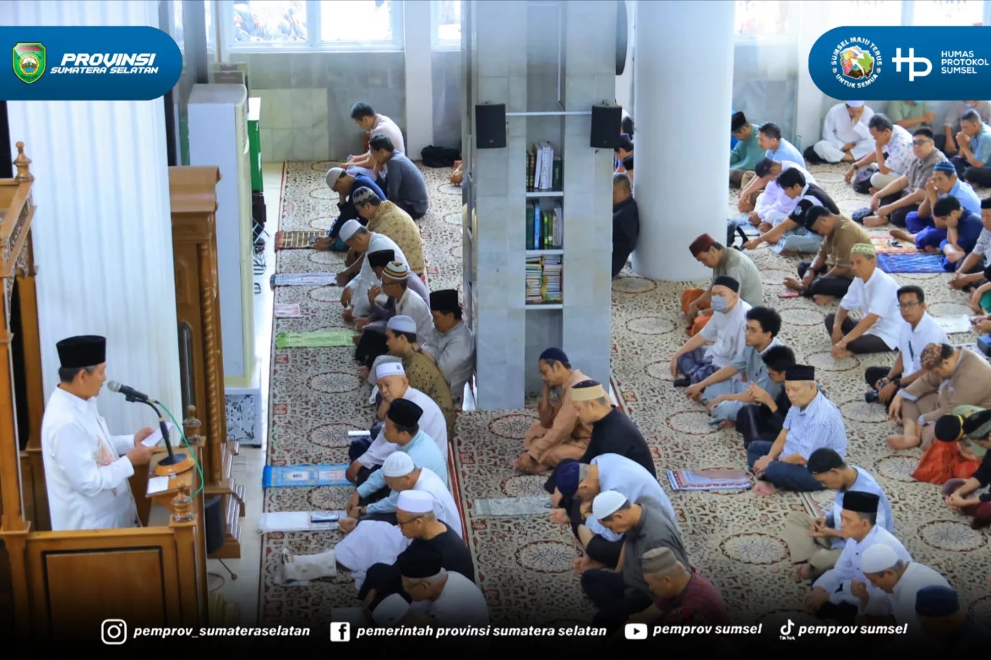 Palembang - Wakil Gubernur Sumsel H. Cik Ujang melaksanakan Safari Sholat Jumat di Masjid Nurhidayah Palembang. Jumat (19/06/2026).