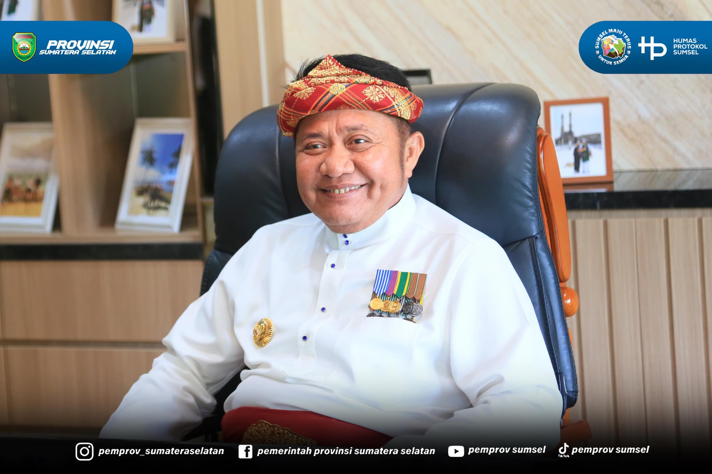 Pagaralam - Gubernur Sumsel Dr. H. Herman Deru menghadiri Video Conference di Ruang Rapat Walikota Pagaralam, Selasa (23/6/2026)