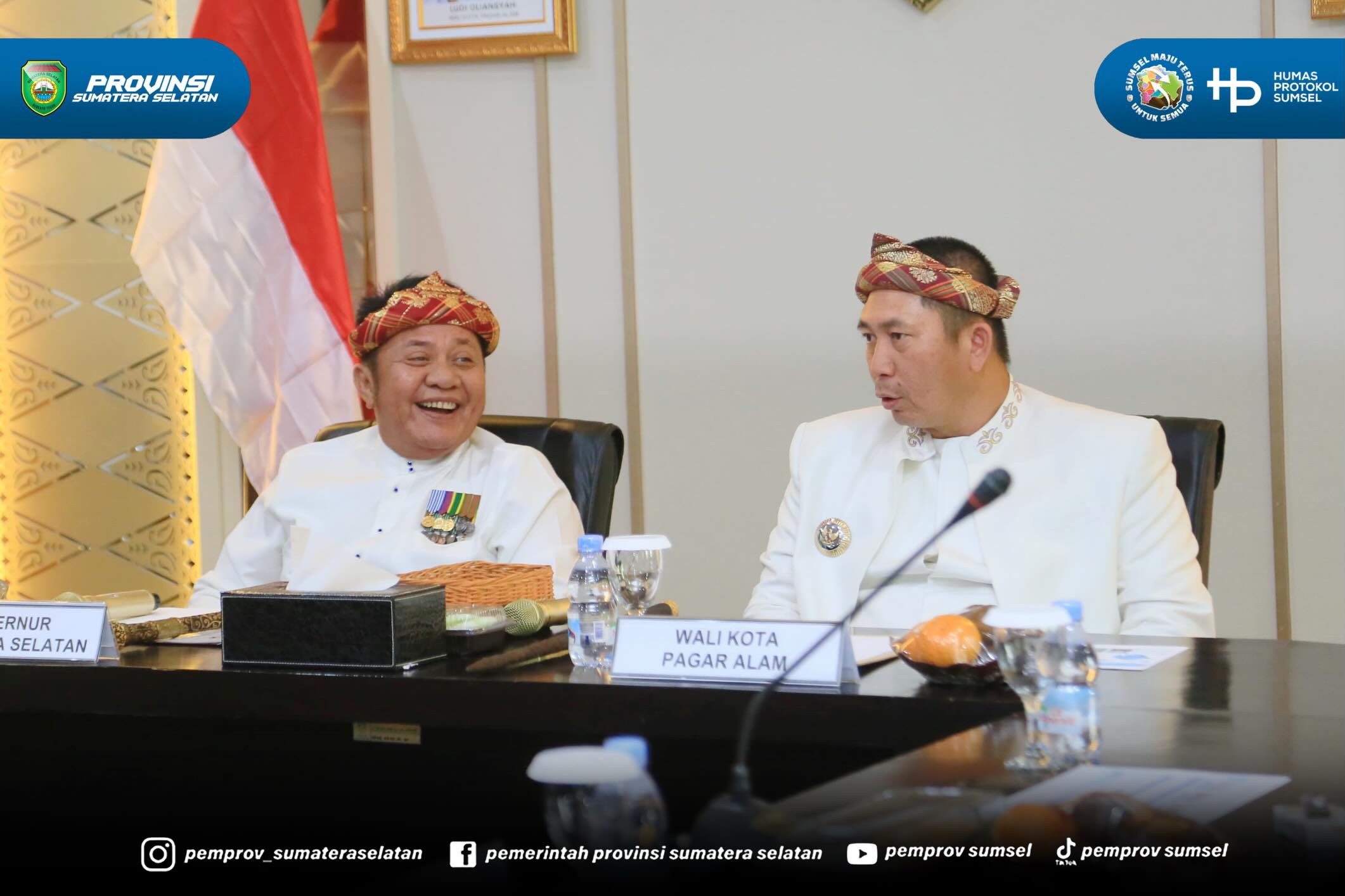 Pagaralam - Gubernur Sumsel Dr. H. Herman Deru menghadiri Video Conference di Ruang Rapat Walikota Pagaralam, Selasa (23/6/2026)
