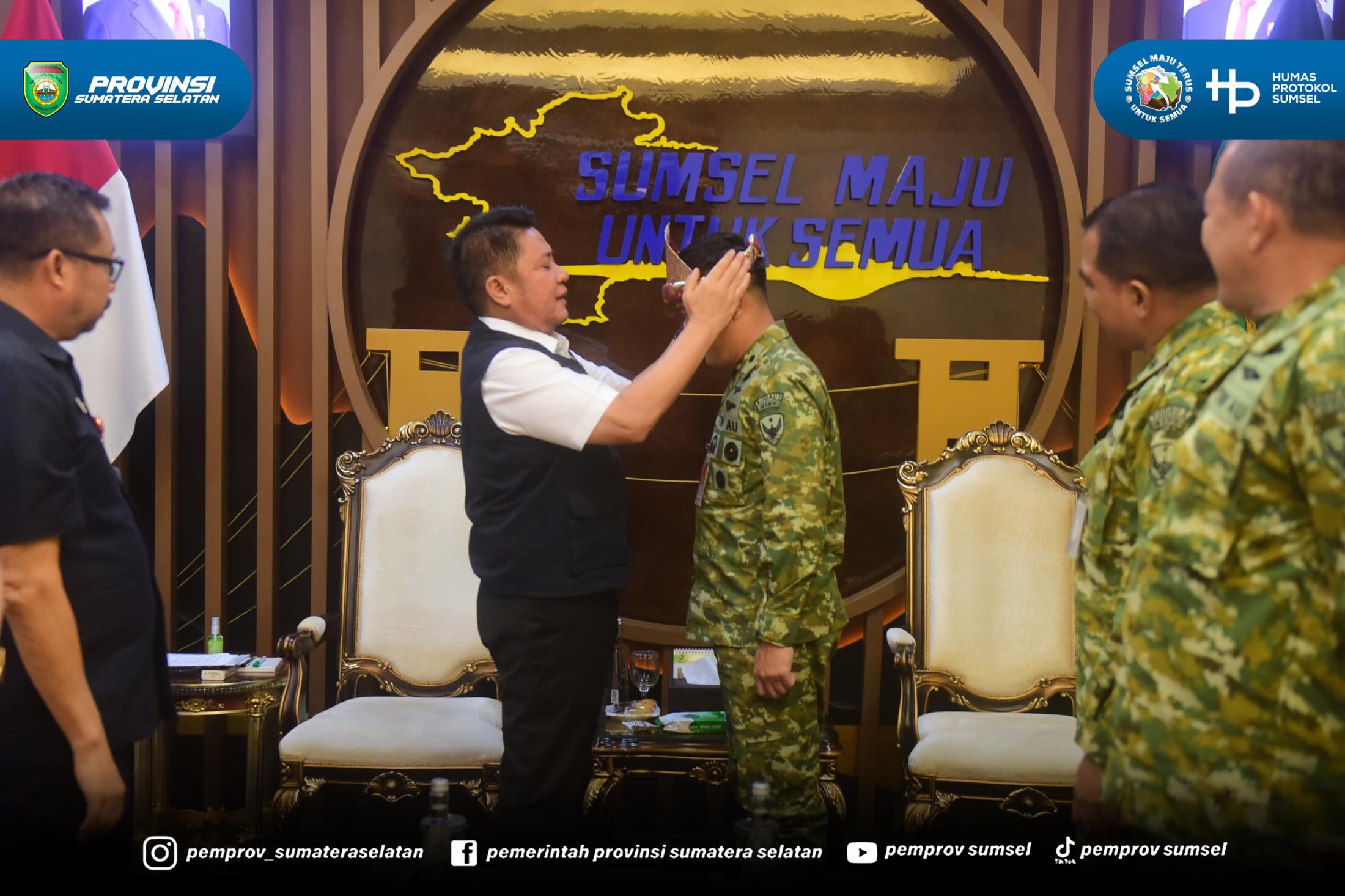 PALEMBANG – Gubernur Sumatera Selatan (Sumsel) Dr. H. Herman Deru menerima kunjungan silaturahmi sekaligus perkenalan Komandan Pangkalan TNI Angkatan Udara (Danlanud) Sri Mulyono Herlambang Palembang, Kolonel Penerbang (PnB) Asep Wahyu Wijaya, M.M...