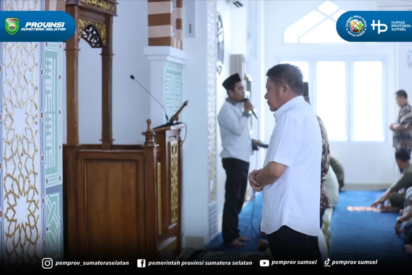 Gubernur Sumatera Selatan H. Herman Deru bersama Kepala OPD Pemprov Sumsel melaksanakan safari sholat Jumat di Masjid Al-Hayza Kantor Gubernur Sumsel, Jumat (26/6/2026).