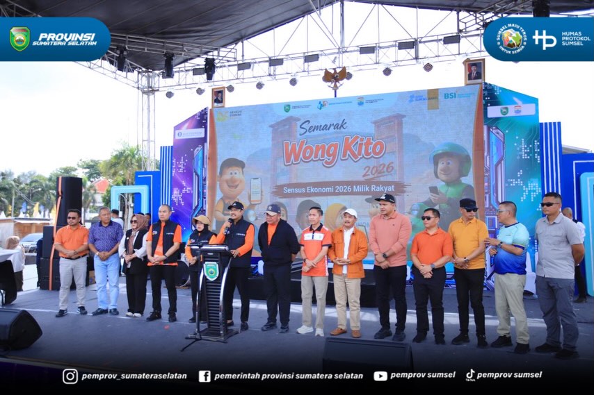 Palembang - Provinsi Sumatera Selatan resmi menggelorakan “Semarak Wong Kito 2026, Sensus Ekonomi 2026 Milik Rakyat”. Kegiatan akbar ini menjadi penanda dimulainya pendataan ekonomi terbesar se-Indonesia di Bumi Sriwijaya.
