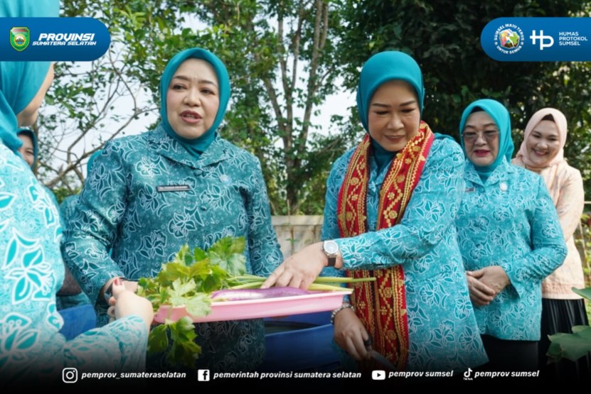 Ketua TP PKK Sumsel Feby Deru meninjau kantor Sekretariat Dekranasda OKU Selatan, Selasa (30/06/26).