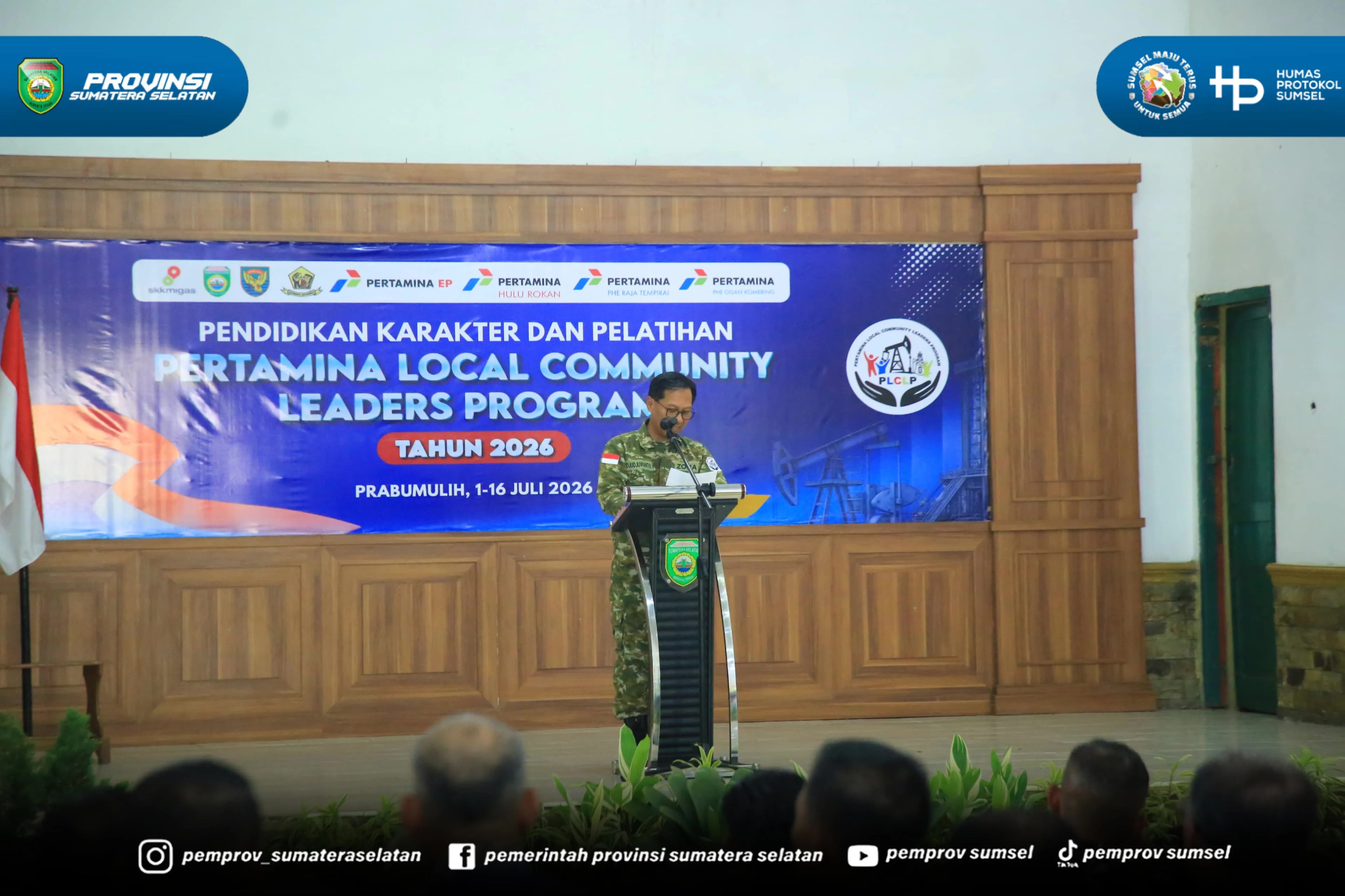 PRABUMULIH – Gubernur Sumatera Selatan (Sumsel) H. Herman Deru menghadiri Pembukaan Pertamina Local Community Leaders Program (PLCLP) 2026 Zona 4 yang diselenggarakan PT Pertamina EP Asset 2 di Markas Batalyon Zeni Tempur 2/Samara Grawira, Kota Pr...