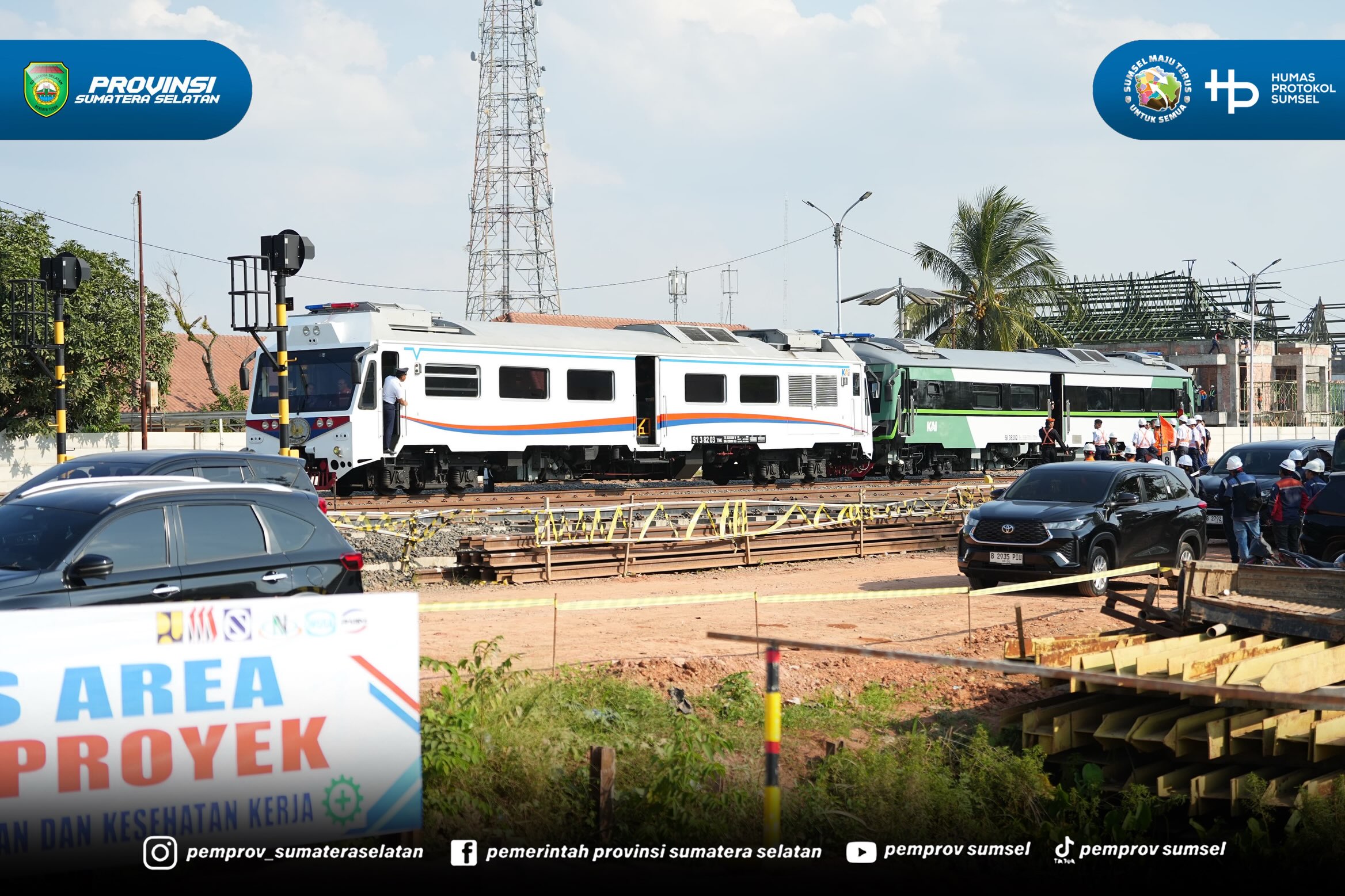 Usai melakukan penandatanganan kerjasama, Gubernur Sumsel Dr. H. Herman Deru beserta rombongan langsung melakukan peninjauan pembangunan flyover di Perlintasan Sebidang JPL 99 dan JPL 111, di kawasan Ujan Mas Kabupaten Muara Enim.