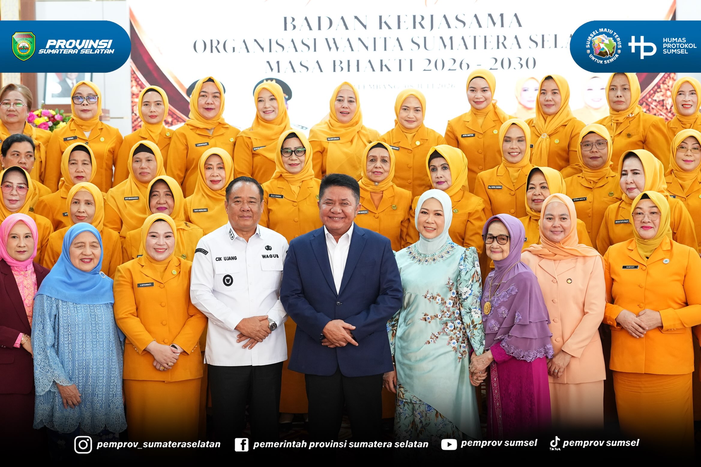 Palembang - Kepengurusan Badan Kerjasama Organisasi Wanita (BKOW) Sumatera Selatan Masa Bakti 2026-2030 resmi dikukuhkan.