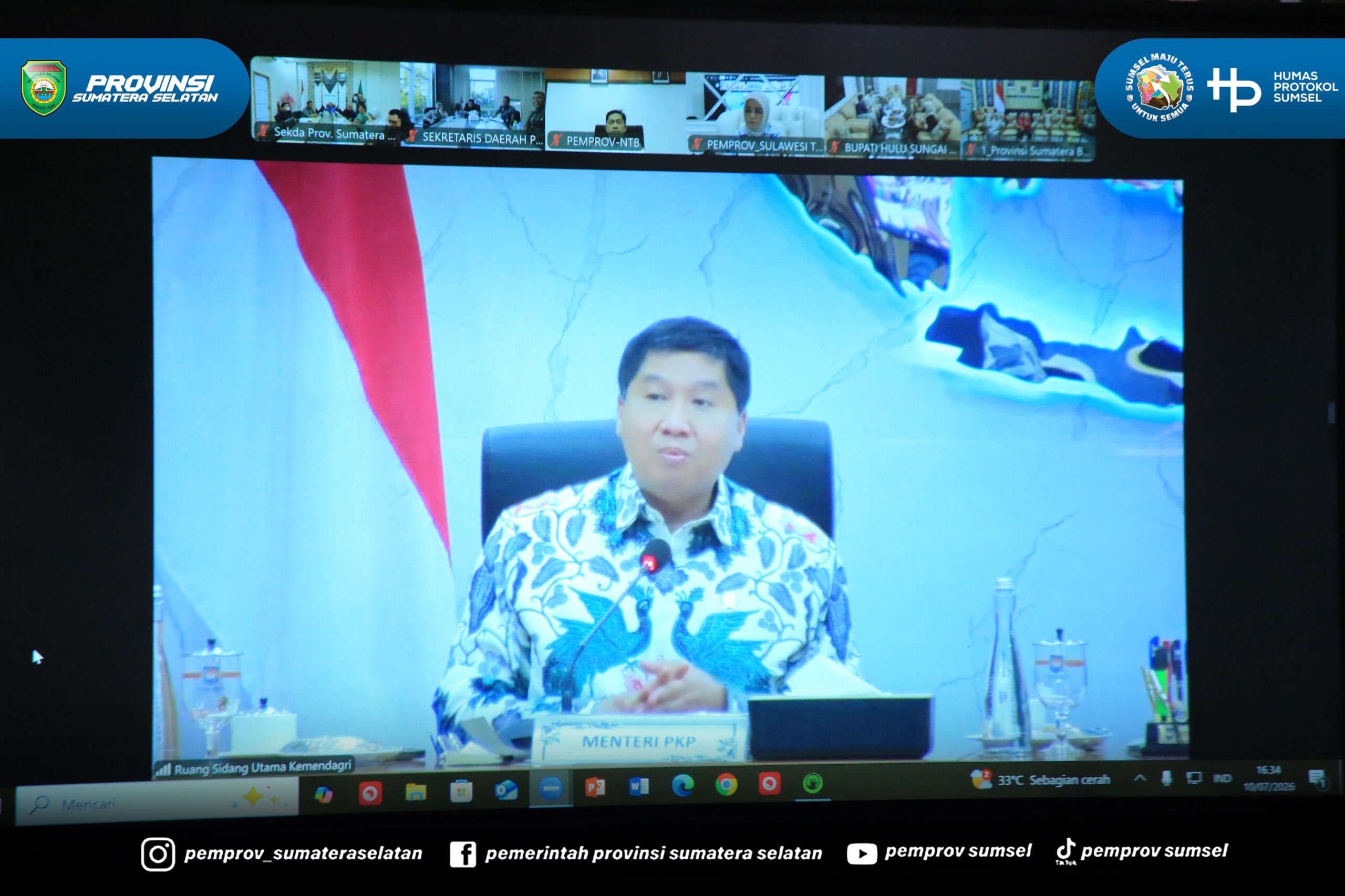 Palembang - Sekretaris Daerah Provinsi Sumatera Selatan (Sumsel) H. Edward Candra mengikuti secara virtual Rapat Koordinasi Pembahasan Efisiensi dan Progres Tahapan Program Bantuan Stimulan Perumahan Swadaya (BSPS) yang diselenggarakan Kementerian...