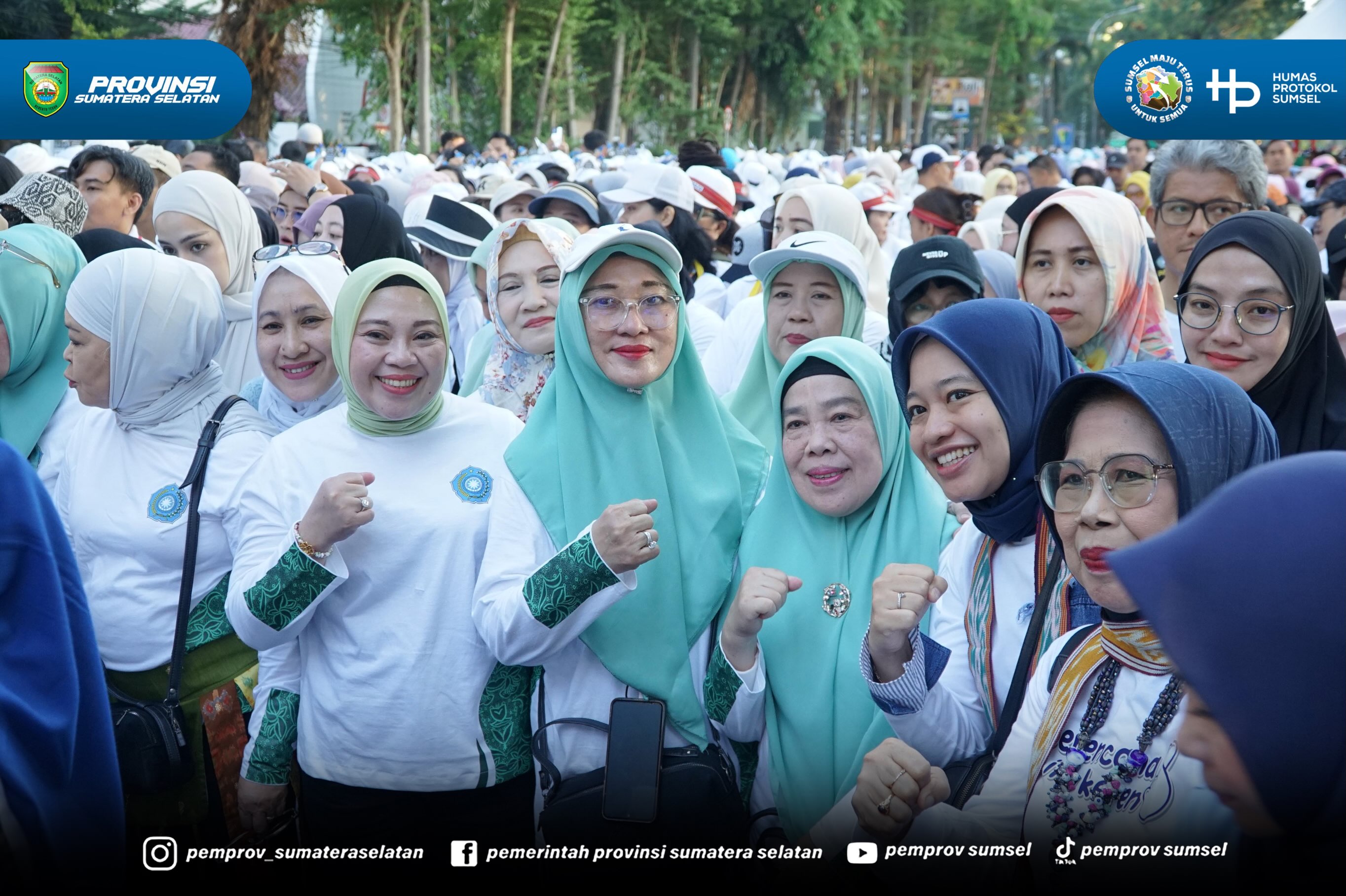 Makassar - Staf Ahli Tim Penggerak PKK Prov Sumsel Lidyawati Cik Ujang mengikuti Jalan Santai Anti Mager dan Festival Kuliner di Depan Rumah Jabatan Gubernur Sulawesi Selatan. Sabtu (11/07/2026).