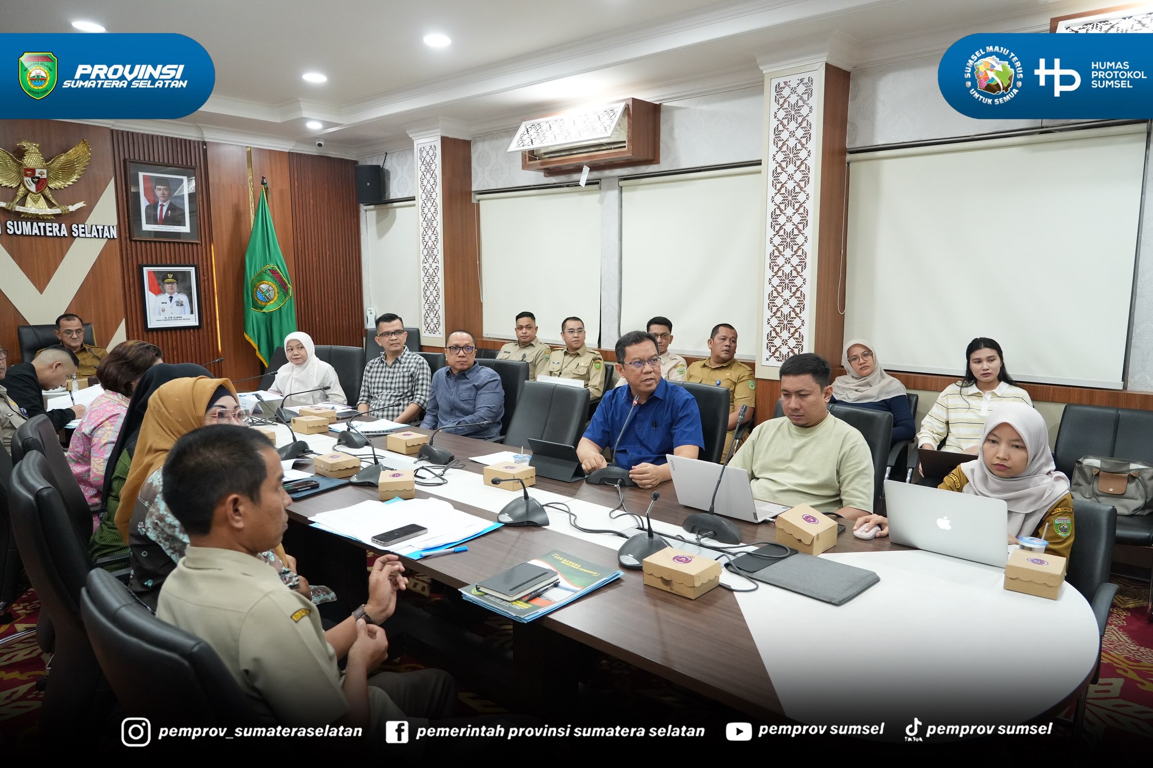 Palembang - Sekretaris Daerah Sumsel H. Edward Candra memimpin Rapat TAPD Pembahasan Struktur Anggaran RKPD Provinsi Sumatera Selatan Tahun 2027 di Ruang Rapat Setda Prov Sumsel Kantor Gubernur Sumsel. Selasa (14/07/2026).