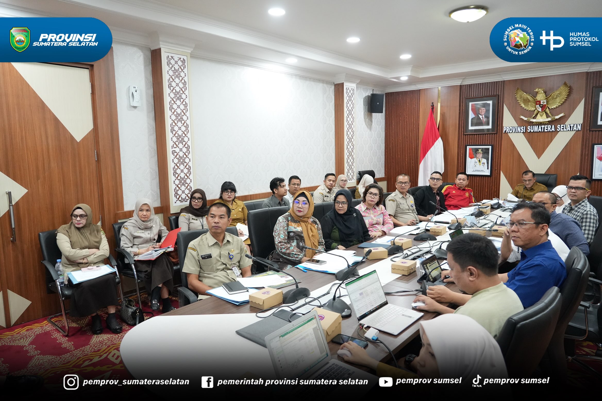 Palembang - Sekretaris Daerah Sumsel H. Edward Candra memimpin Rapat TAPD Pembahasan Struktur Anggaran RKPD Provinsi Sumatera Selatan Tahun 2027 di Ruang Rapat Setda Prov Sumsel Kantor Gubernur Sumsel. Selasa (14/07/2026).