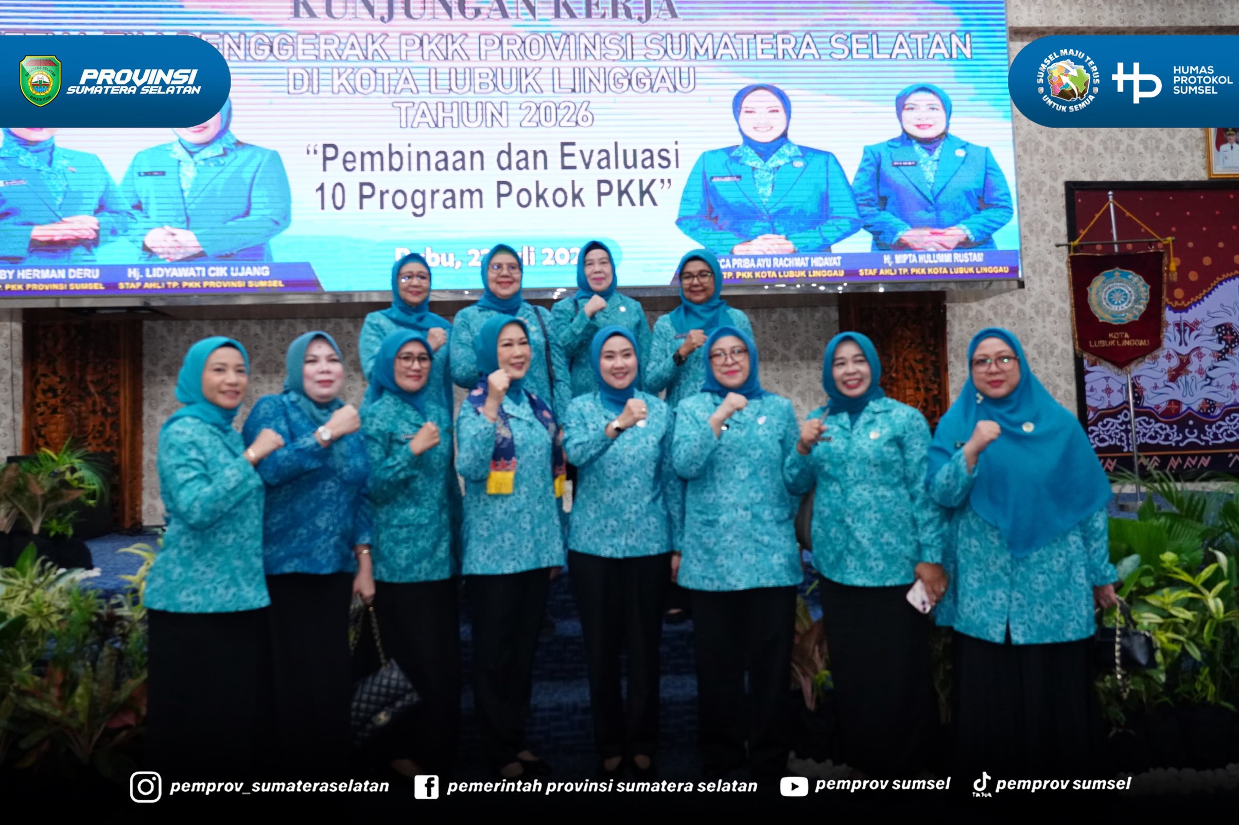 Lubuk Linggau - Ketua TP PKK Sumsel Feby Deru melakukan kunjungan kerja ke TP PKK Kota Lubuk Linggau, Rabu (22/07/26).