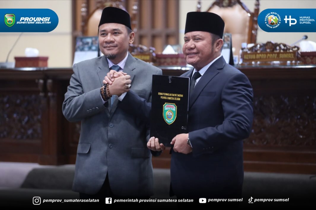 Palembang - DPRD Provinsi Sumatera Selatan secara resmi menyetujui Raperda Pertanggungjawaban Pelaksanaan APBD Provinsi Sumatera Selatan Tahun Anggaran 2025.