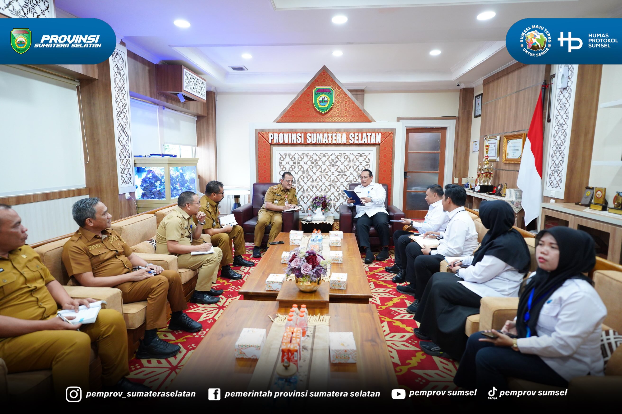 PALEMBANG – Sekretaris Daerah Sumatera Selatan (Sekda Sumsel) Edward Candra menerima kunjungan silaturahmi Kepala Badan Narkotika Nasional Provinsi (BNNP) Sumsel Brigjen Pol. Hisar Siallagan di Ruang Kerja Sekda, Senin (3/8/2026).