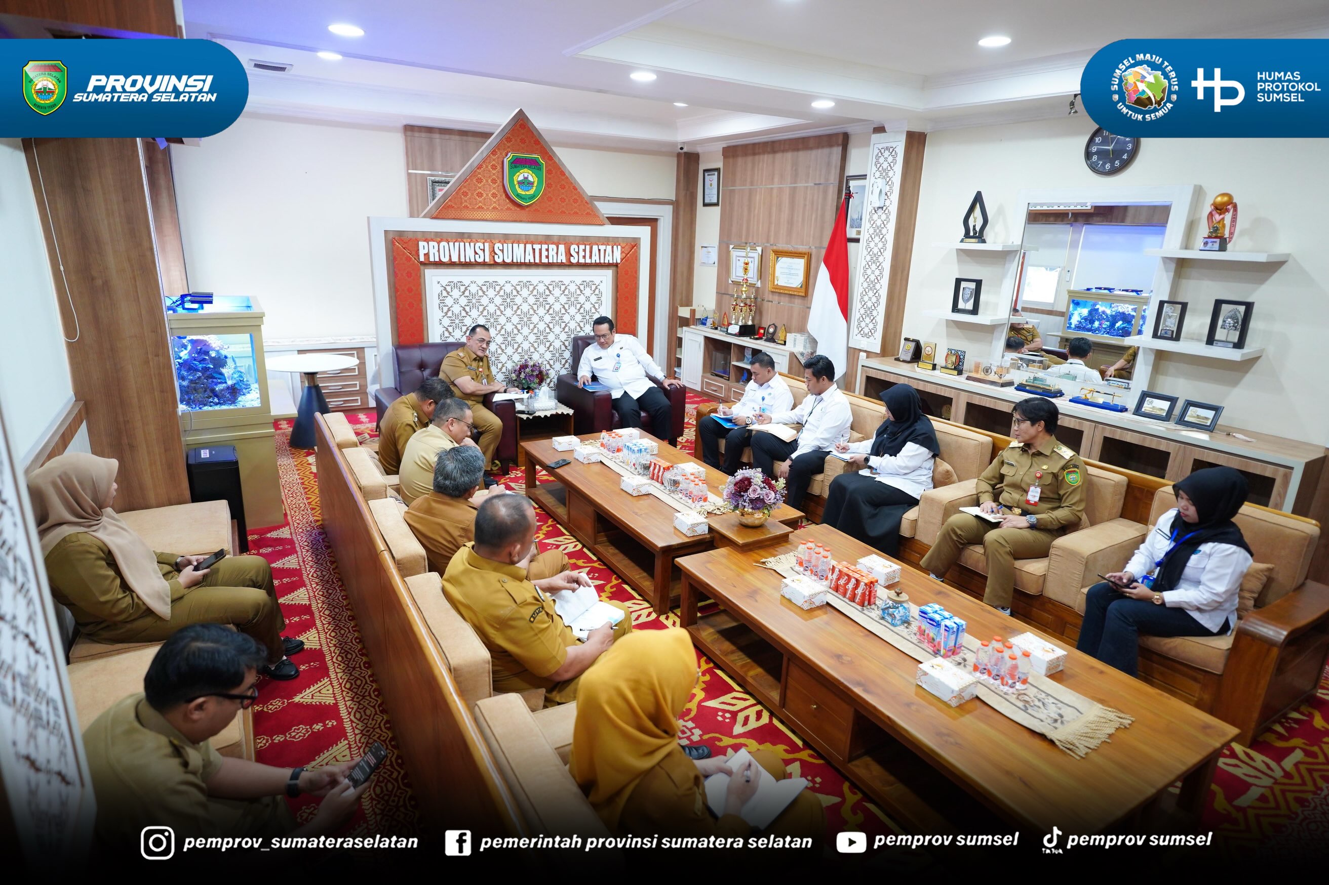 PALEMBANG – Sekretaris Daerah Sumatera Selatan (Sekda Sumsel) Edward Candra menerima kunjungan silaturahmi Kepala Badan Narkotika Nasional Provinsi (BNNP) Sumsel Brigjen Pol. Hisar Siallagan di Ruang Kerja Sekda, Senin (3/8/2026).