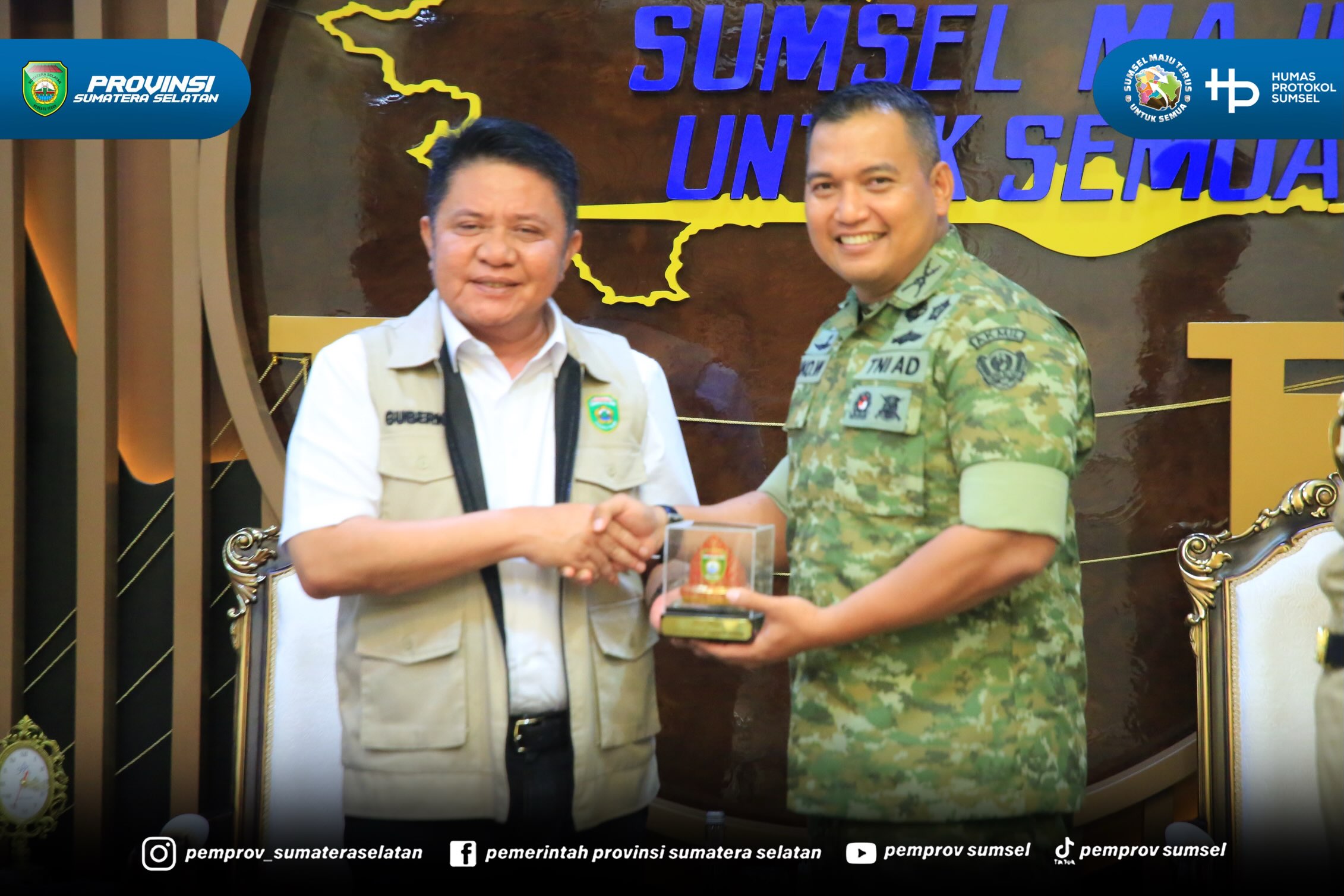 Palembang - Gubernur Sumatera Selatan H. Herman Deru menerima audiensi dari Taruna Akademi TNI di Ruang Tamu Gubernur Sumsel. Senin (03/08/2026).