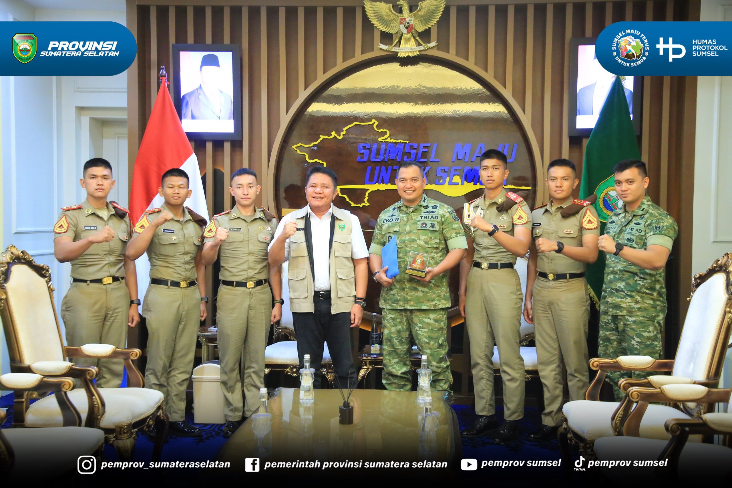 Palembang - Gubernur Sumatera Selatan H. Herman Deru menerima audiensi dari Taruna Akademi TNI di Ruang Tamu Gubernur Sumsel. Senin (03/08/2026).