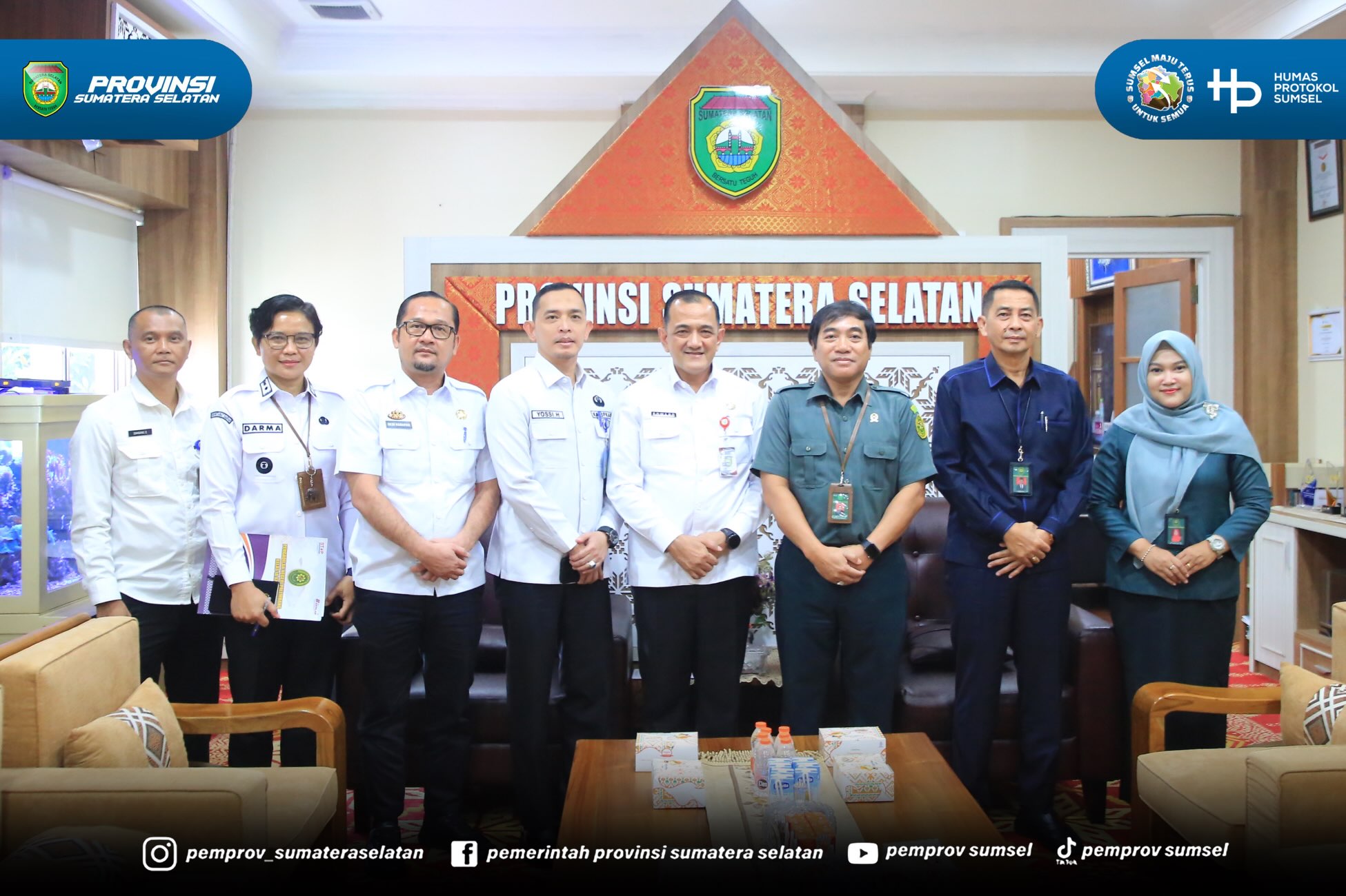 Palembang - Sekretaris Daerah Provinsi Sumatera Selatan (Sumsel) H. Edward Candra menerima audiensi Ketua Pengadilan Negeri Palembang Dr. I Nyoman Wiguna beserta jajaran dalam rangka mempererat silaturahmi dan memperkuat sinergi antarlembaga.