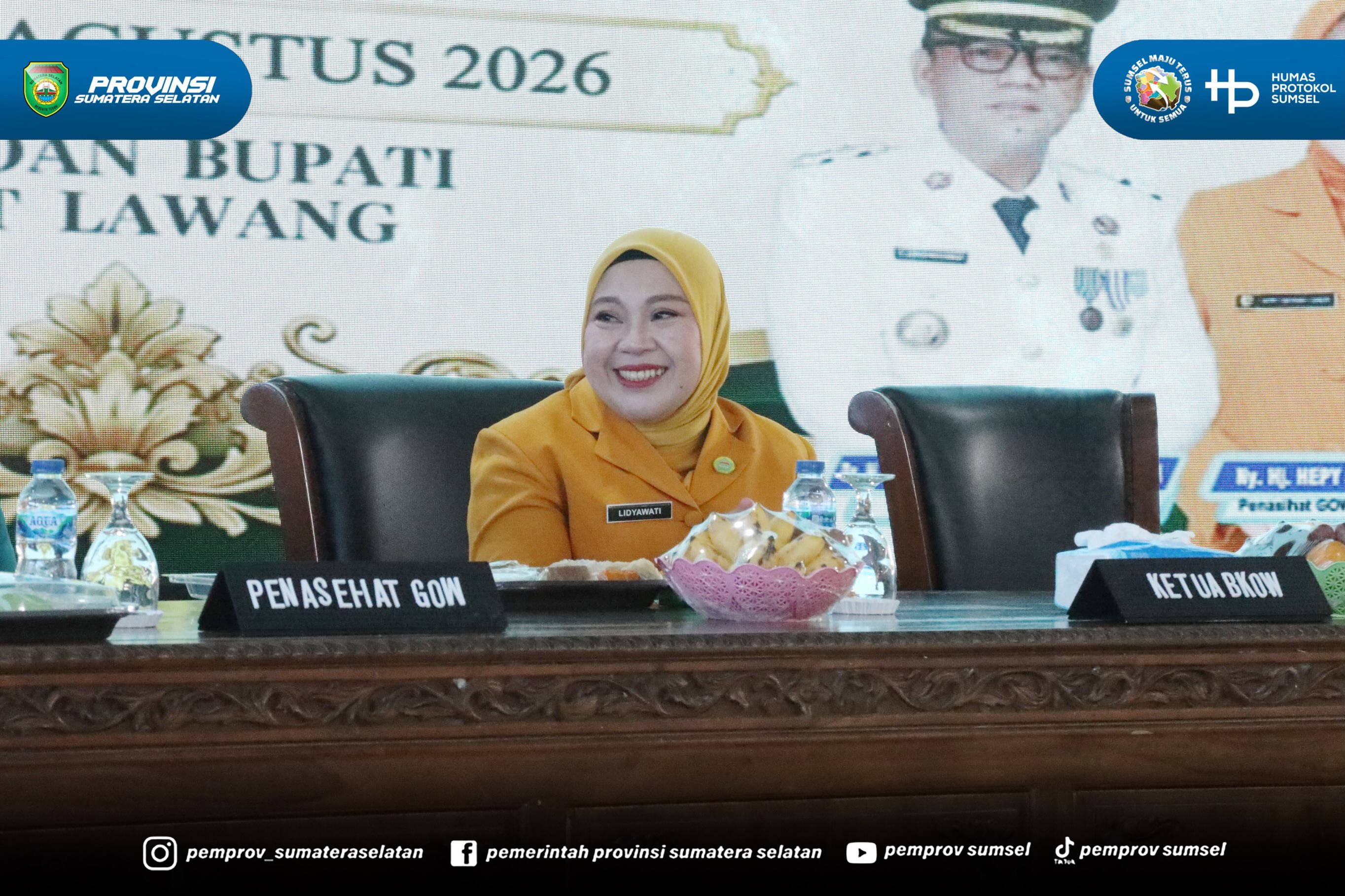 Empat Lawang - Ketua BKOW Provinsi Sumatera Selatan Hj. Lidyawati Cik Ujang menghadiri Pengukuhan Kepengurusan Gabungan Organisasi Wanita (GOW) Kabupaten Empat Lawang Masa Bhakti 2026-2030 di Rumah Dinas Bupati Empat Lawang. Senin (10/08/2026).