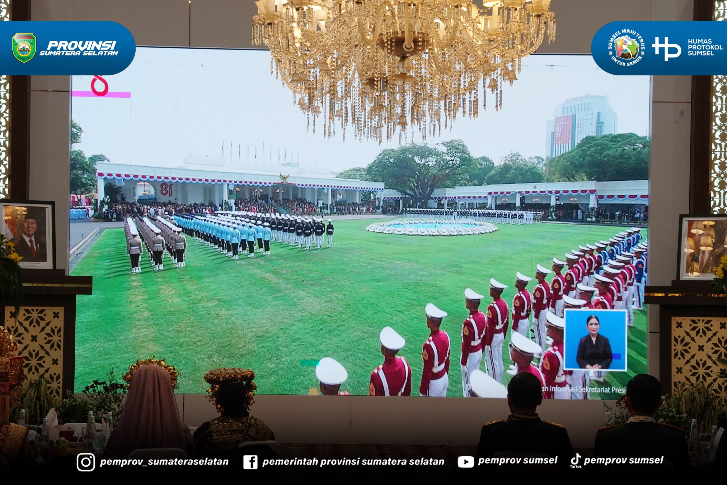 Gubernur Sumatera Selatan, Dr. H. Herman Deru, didampingi oleh Wakil Gubernur Sumsel, H. Cik Ujang, beserta jajaran Forum Komunikasi Pimpinan Daerah (Forkopimda) menyaksikan upacara peringatan Detik-detik Proklamasi Kemerdekaan RI secara virtual....