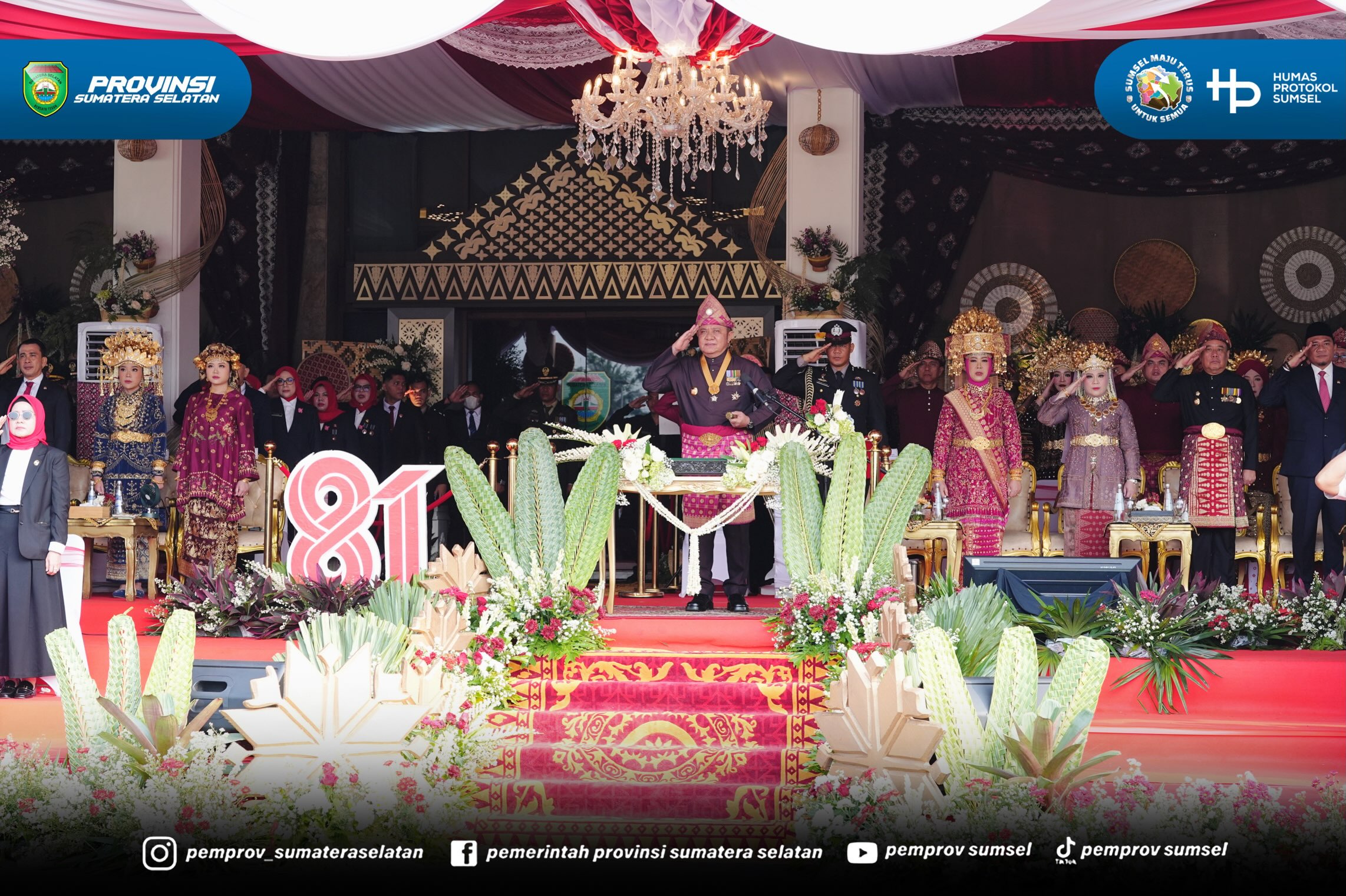 Palembang — Gubernur Sumatera Selatan (Sumsel) Dr. H. Herman Deru bertindak sebagai inspektur upacara pada peringatan Hari Ulang Tahun (HUT) ke-81 Kemerdekaan Republik Indonesia Tahun 2026. Upacara berlangsung khidmat di Halaman Griya Agung Palemb...