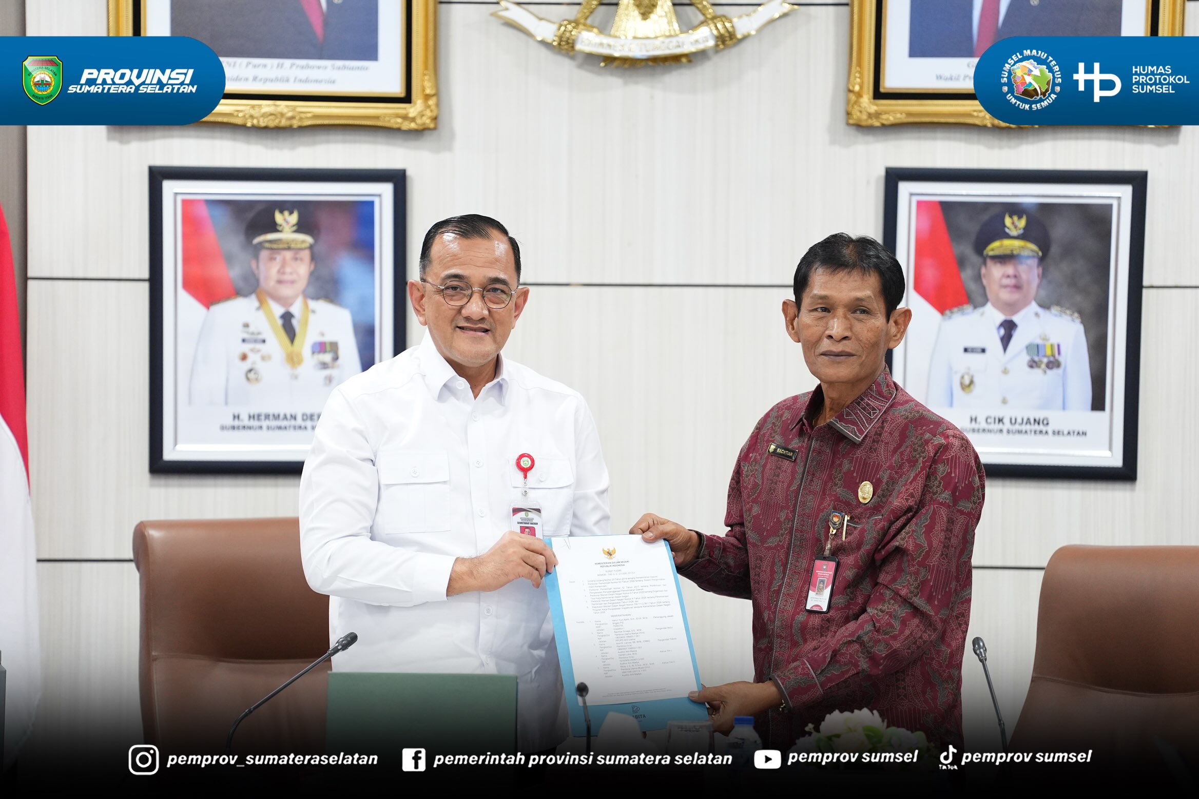 Palembang - Pemerintah Provinsi Sumatera Selatan (Pemprov Sumsel) resmi menerima kedatangan Tim Inspektorat Jenderal Kementerian Dalam Negeri (Itjen Kemendagri) RI dalam agenda Entry Meeting Pengawasan Penyelenggaraan Pemerintahan Daerah TA 2026....