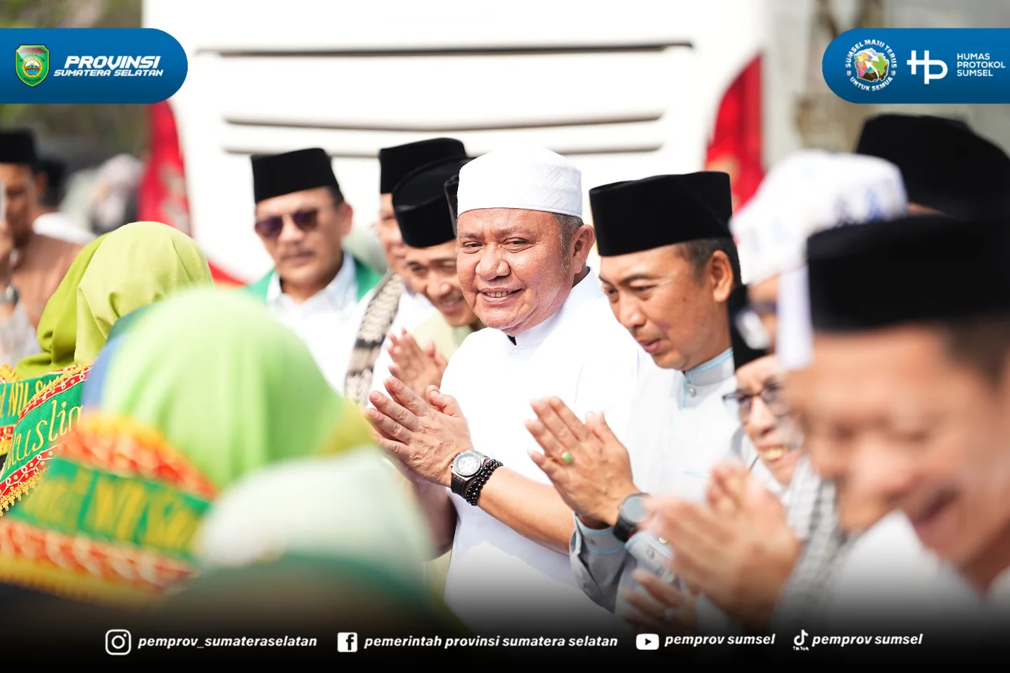 Palembang – Gubernur Sumatera Selatan (Sumsel) Dr. H. Herman Deru melepas keberangkatan Delegasi Pengurus Wilayah Nahdlatul Ulama (PWNU) Sumsel menuju Muktamar ke-35 NU di Tambakberas, Jombang, Jawa Timur, Selasa (25/5) pagi.