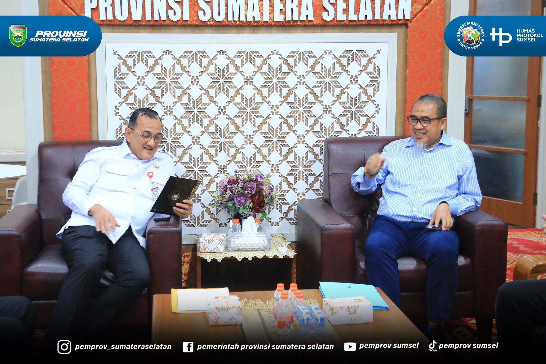 Sekretaris Daerah Pemerintah Provinsi Sumsel Dr. H. Edward Candra menerima DPP Ikatan Alumni SMA Negeri 2 Palembang di Ruang Kerjanya, Rabu (26/8/2026).