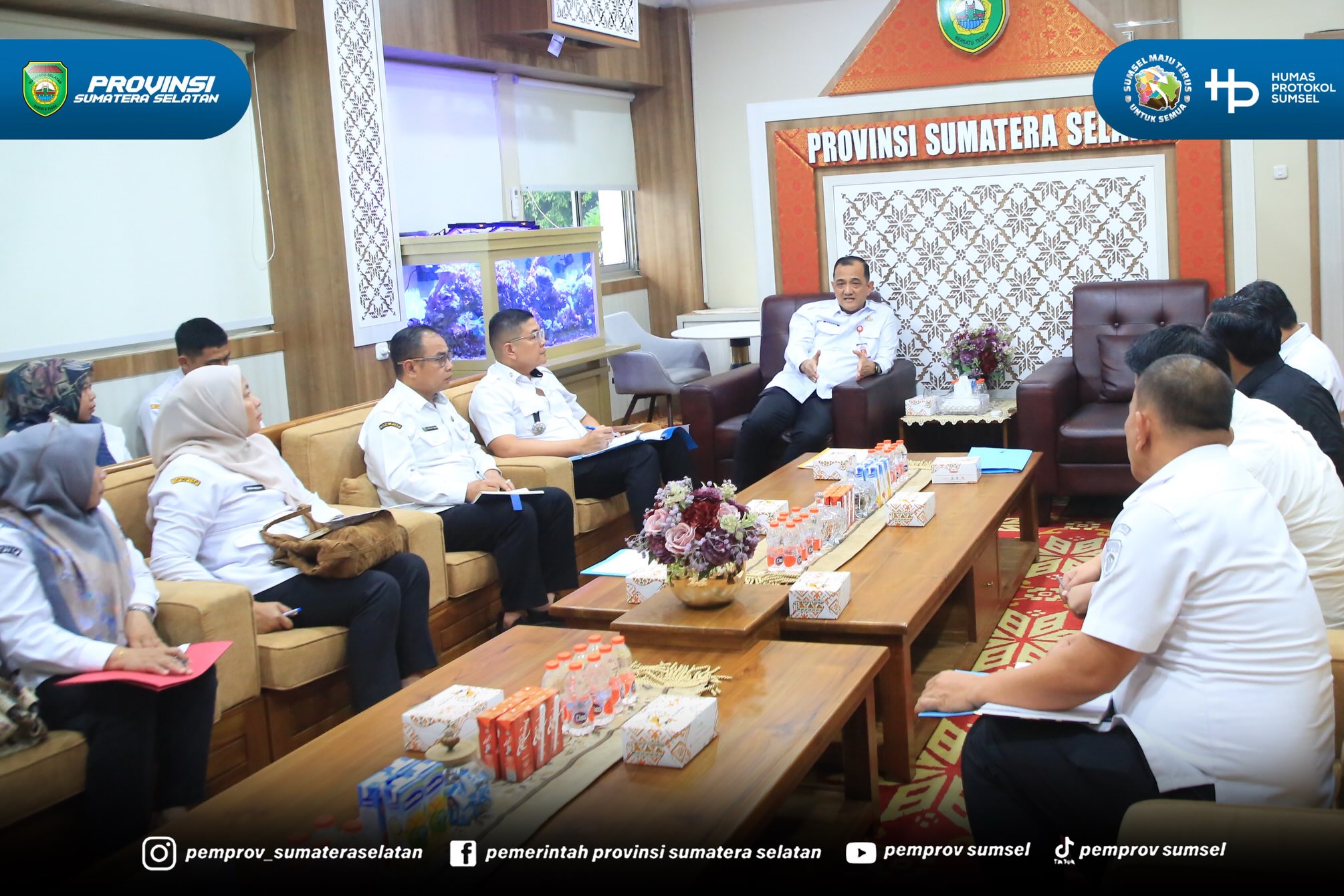 Sekretaris Daerah Pemerintah Provinsi Sumsel Dr. H. Edward Candra menerima pengelola Jakabaring Sport Center di Ruang Kerjanya, Rabu (26/8/2026)