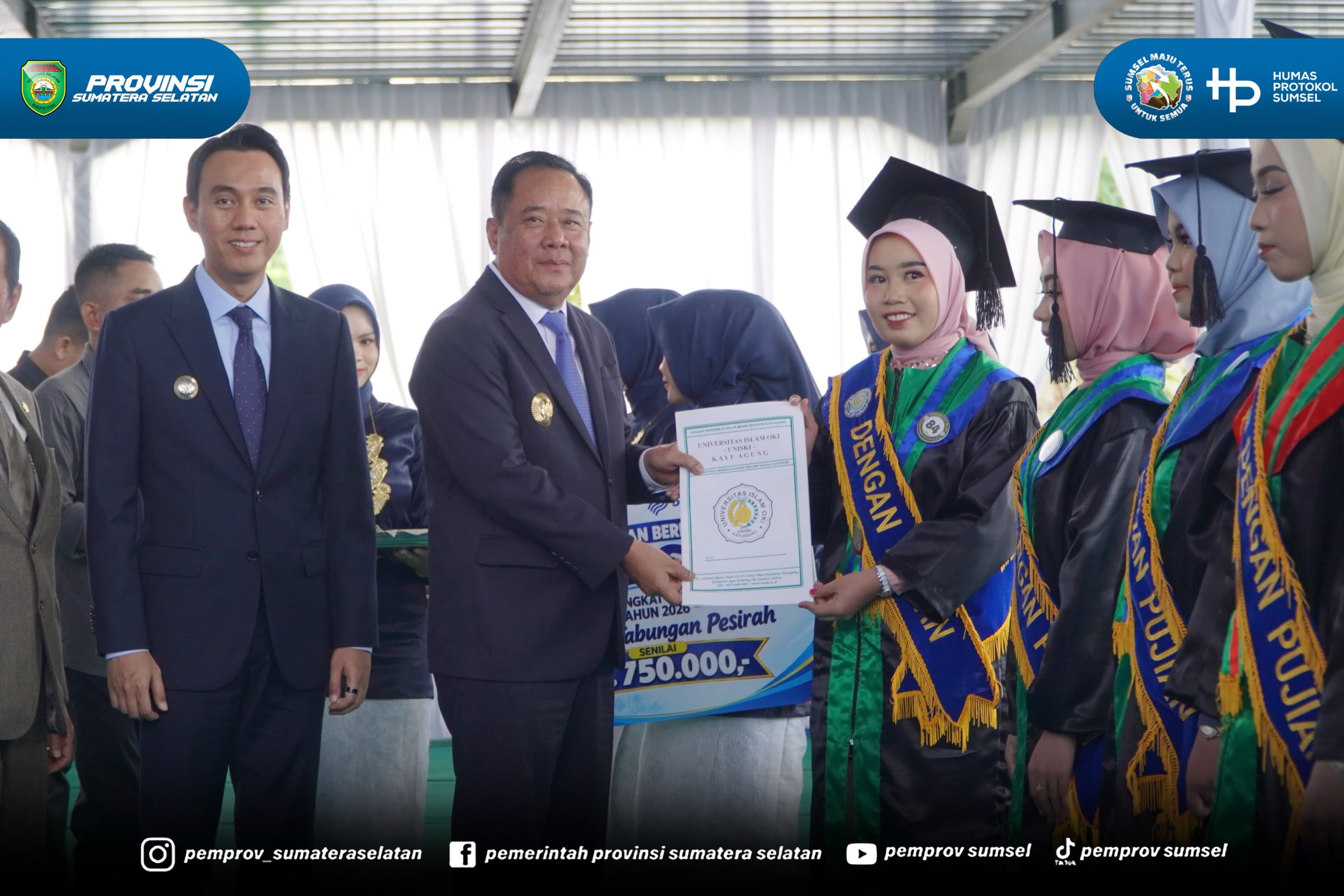 OKI - Wakil Gubernur Sumsel H. Cik Ujang menghadiri Wisuda ke-15 Universitas Islam Ogan Komering Ilir (UNISKI) Kayu Agung di Dinesti Land Kayu Agung Kabupaten OKI. Rabu (17/09/2026).
