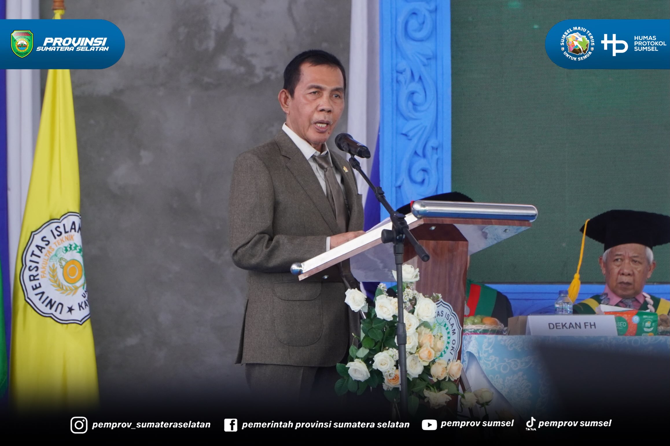 OKI - Wakil Gubernur Sumsel H. Cik Ujang menghadiri Wisuda ke-15 Universitas Islam Ogan Komering Ilir (UNISKI) Kayu Agung di Dinesti Land Kayu Agung Kabupaten OKI. Rabu (17/09/2026).