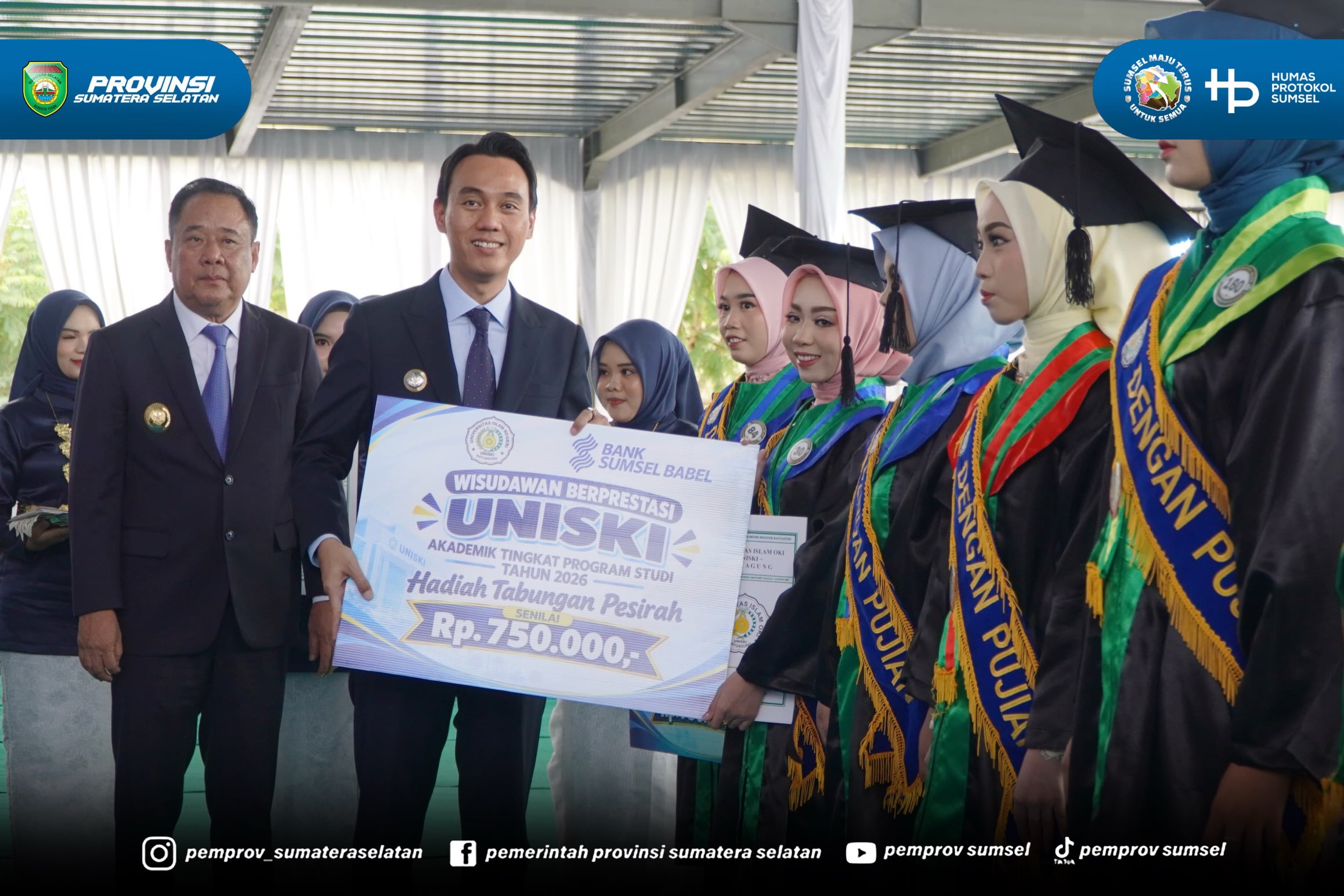 OKI - Wakil Gubernur Sumsel H. Cik Ujang menghadiri Wisuda ke-15 Universitas Islam Ogan Komering Ilir (UNISKI) Kayu Agung di Dinesti Land Kayu Agung Kabupaten OKI. Rabu (17/09/2026).