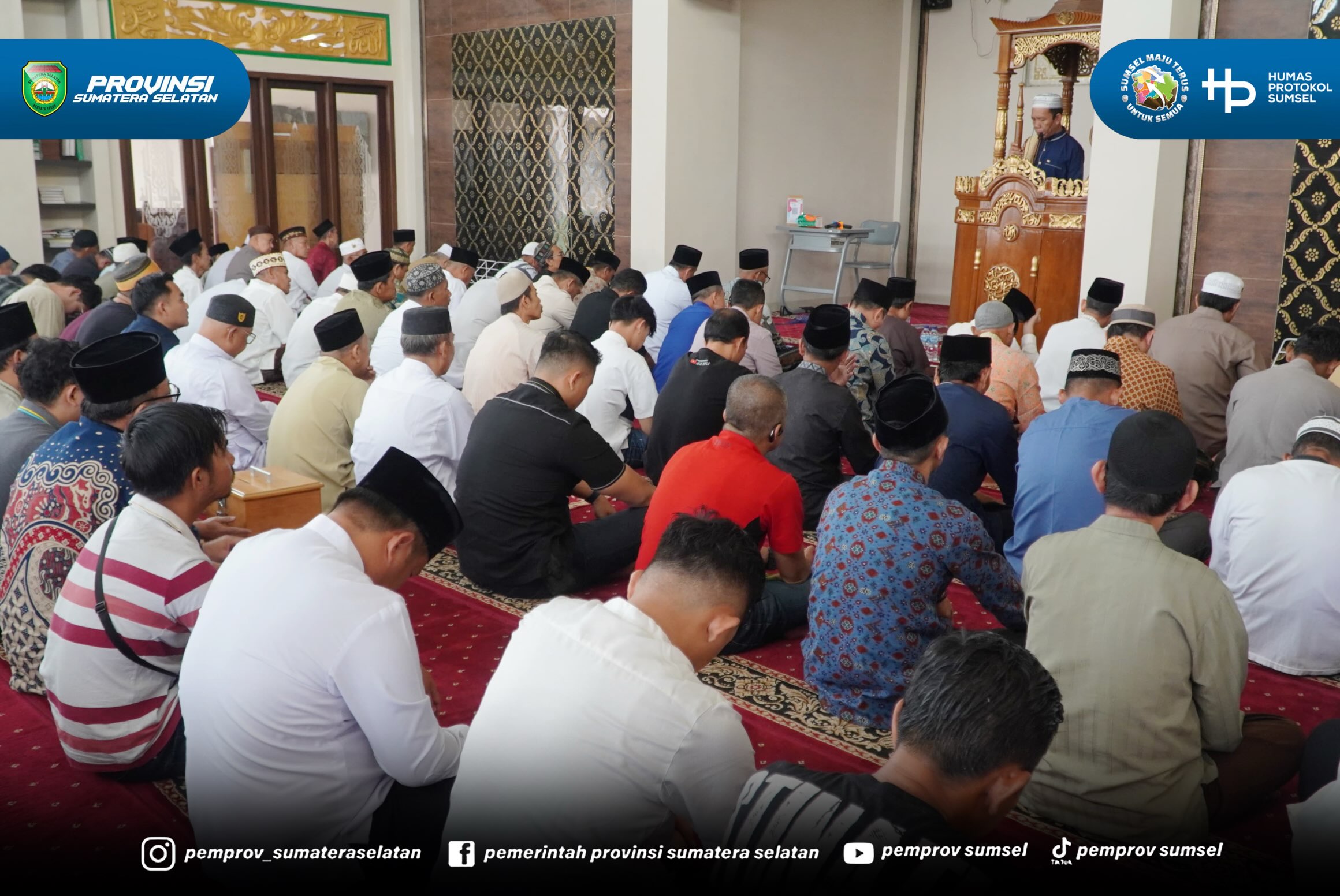 Palembang - Wakil Gubernur Sumsel H. Cik Ujang melaksanakan Safari Sholat Jumat di Masjid Fajrul Falah Kecamatan Ilir Barat I Palembang. Jumat (18/09/2026).