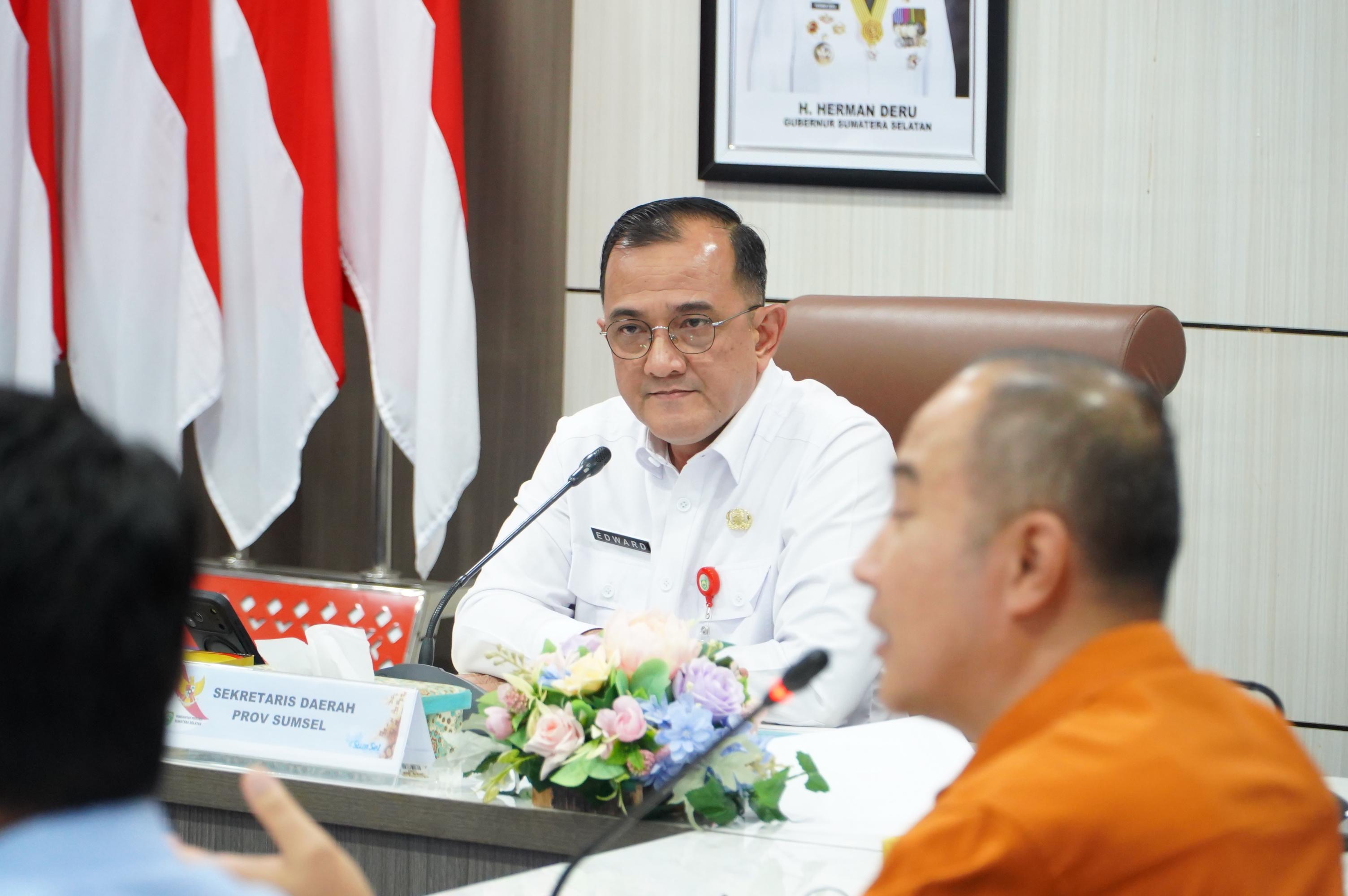 Sekda Sumsel Pimpin Rapat Persiapan Pembentukan Forum Kemitraan Sinergi GSMP Perkuat Ketahanan Pangan Daerah
